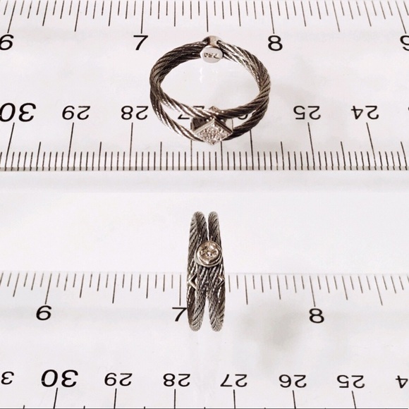 Charriol 18k White Gold Steel Cable Diamond Ring - Picture 7 of 8